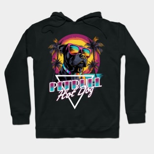 Retro Wave Pitbull Terrier Hot Dog Shirt Hoodie